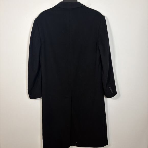 Cezani Italian Cashmere Trench Over Pea Long Dress Car Coat Black Men 46 - Picture 10 of 12
